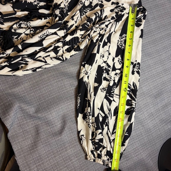 Rusttydustty Dress Womens XL Black Floral Boho Paisley Maxi Hippie Sleeve Belted - Picture 8 of 11